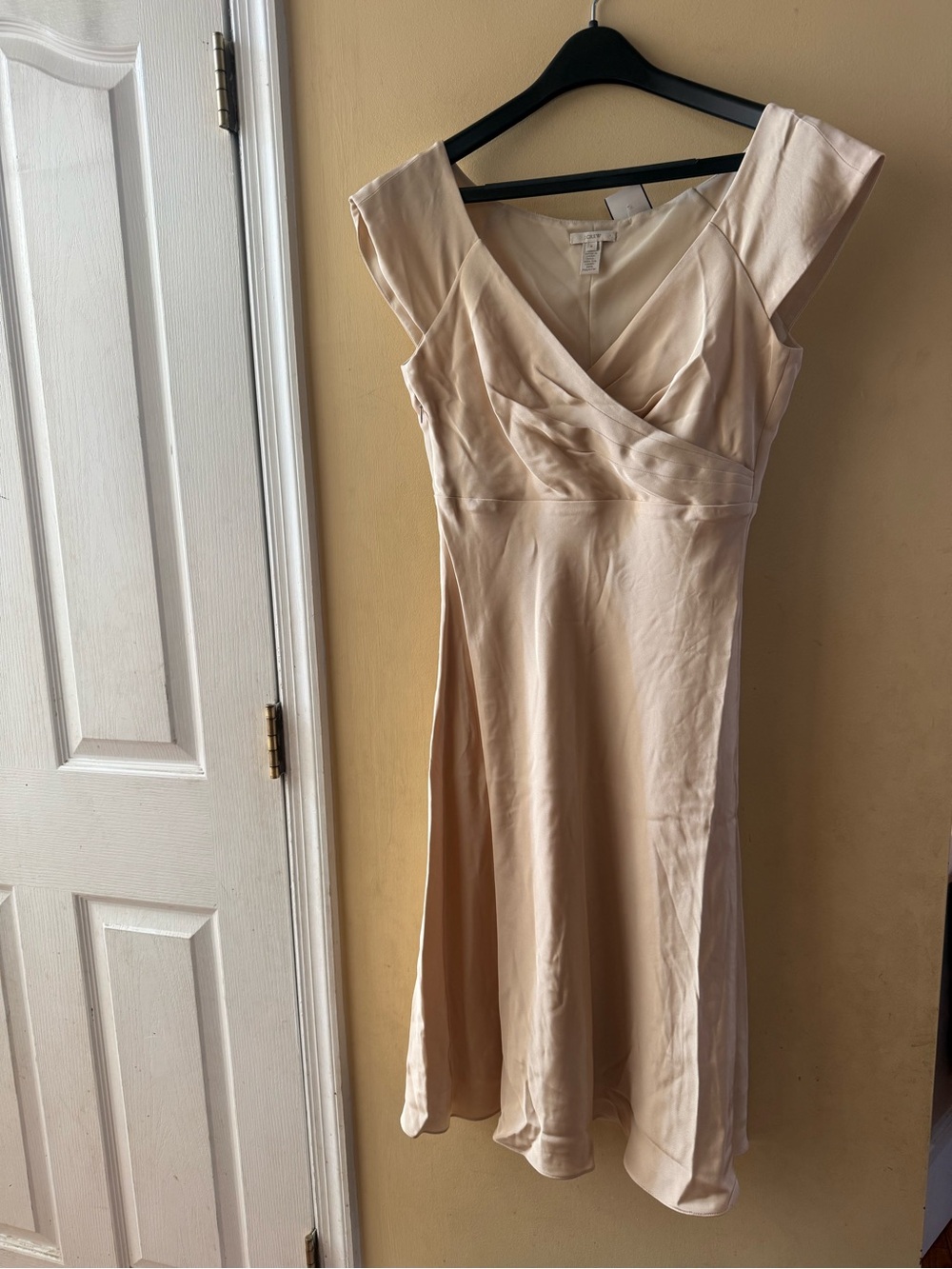 J CREW Size 4 Cecelia Silk Tricotine Dress Ivory, EUC